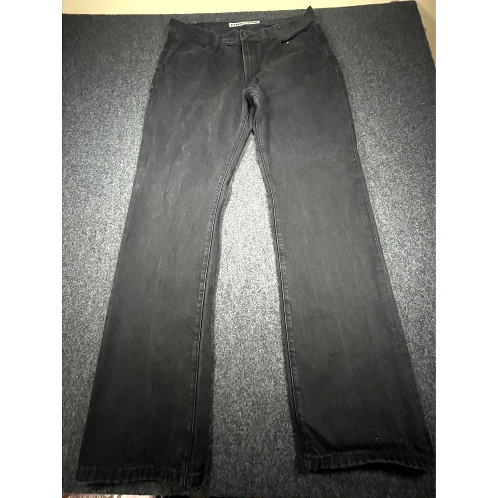 Express Classic Fit Straight Leg Jeans Mens 34x34 Black Denim Cotton Dark Wash